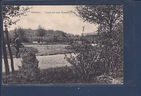 [Ansichtskarte] AK Stendal Partie aus dem Bürgerpark 1916. 