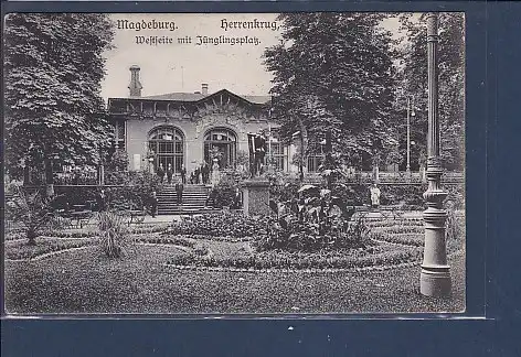 [Ansichtskarte] AK Magdeburg Herrenkrug Westseite mit Jünglingsplatz 1911. 