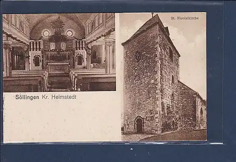 [Ansichtskarte] AK Söllingen Kr. Helmstedt St. Nicolaikirche 2.Ansichten 1937. 
