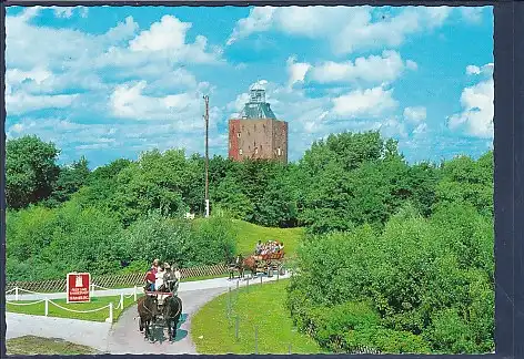 [Ansichtskarte] AK Nordseeinsel Neuwerk Leuchtturm mit Wattwagen 1990. 