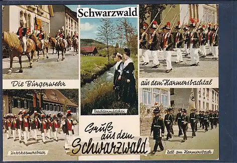 [Ansichtskarte] AK Gruß aus dem Schwarzwald 5.Ansichten Die Bürgerwehr a.d. Harmersbachtal 1978. 