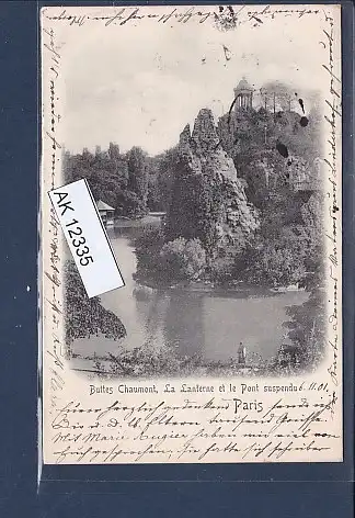 [Ansichtskarte] AK Paris Buttes Chaumont La Lanferne et le Pont suspendu 1901. 