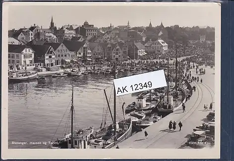 [Ansichtskarte] AK Stavanger Havnen og Torvet 1940. 