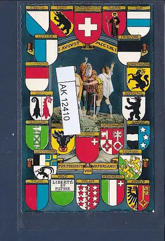 [Ansichtskarte] AK Wappen der Schweizer Kantone 1960. 
