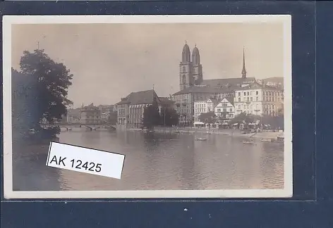 [Ansichtskarte] AK Zürich Blick v.d. Quaibrücke g. Grossmünster 1920. 