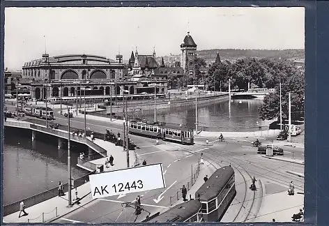 [Ansichtskarte] AK Zürich Bahnhofbrücke Hauptbahnhof und Landesmuseum 1960. 