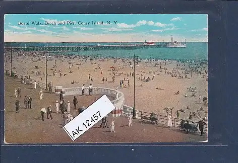 [Ansichtskarte] AK Board Walk Beach and Pier Coney Island N.Y. 1929. 