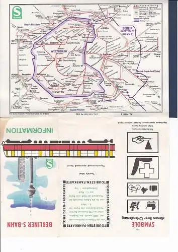 Faltplan Berliner S-Bahn Information mit Liniennetz 1974