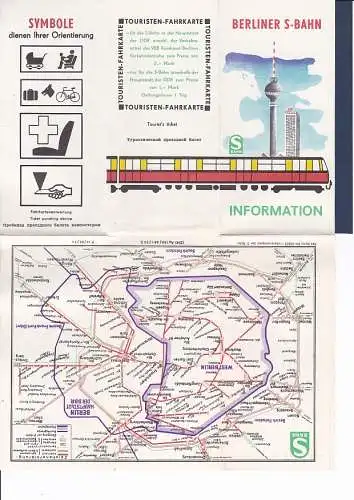 Faltplan Berliner S-Bahn Information mit Liniennetzplan 1974