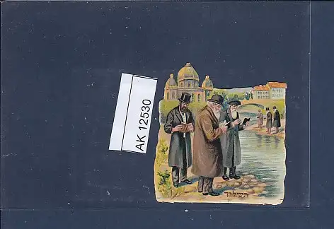 Oblate mit Darstellung lesender Juden vor einer Synagoge