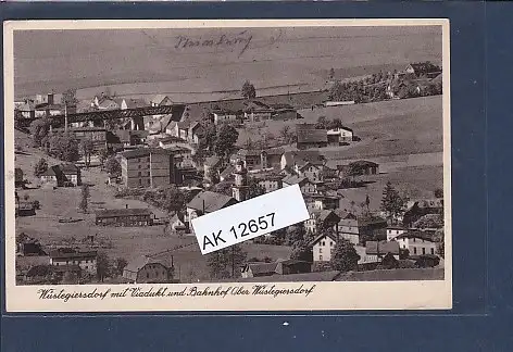 [Ansichtskarte] AK Wüstegiersdorf mit Viadukt und Bahnhof Ober Wüstegiersdorf 1930. 