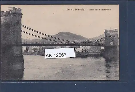 [Ansichtskarte] AK Böhm. Schweiz Tetschen mit Kettenbrücke 1930. 