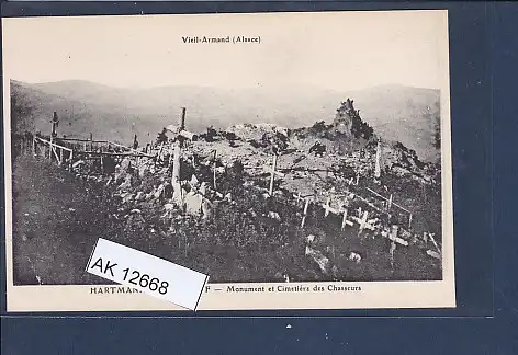 [Ansichtskarte] AK Hartmannswillerkopf - Monument et Cimetiere des Chasseurs 1920. 
