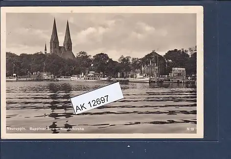 [Ansichtskarte] AK Neuruppin Ruppiner See u. Klosterkirche 1940. 