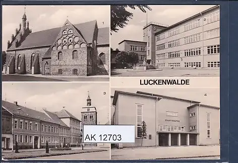 [Ansichtskarte] AK Luckenwalde 4.Ansichten Polytechnische Oberschule - Stadttheater 1981. 