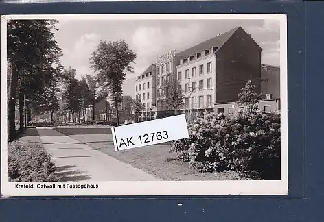 [Ansichtskarte] AK Krefeld Ostwall mit Passagehaus 1953. 