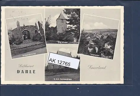 [Ansichtskarte] AK Luftkurort Dahle Sauerland 4.Ansichten Kriegerdenkmal 1961. 