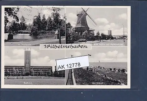 [Ansichtskarte] AK Wilhelmshaven 4.Ansichten Alte Mühle - Rathaus 1954. 