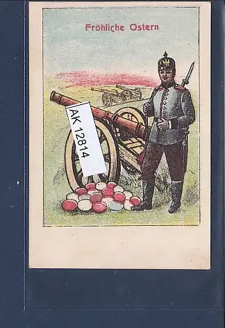 [Ansichtskarte] AK Fröhliche Ostern , Militär mit Kanone 1920. 