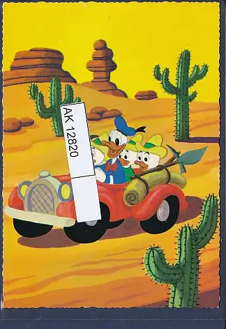 [Ansichtskarte] AK Walt Disney Donald Duck im Auto mit Tic Trick Track 1970. 