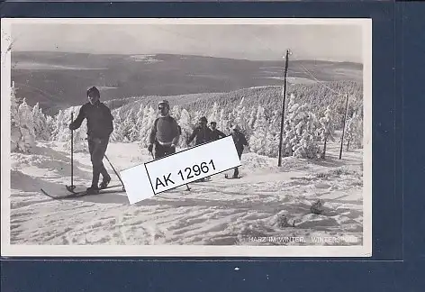 [Ansichtskarte] AK Harz im Winter Wintersport 1928 ( Skiläufer). 