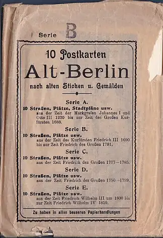 [Ansichtskarte] 10 Postkarten Alt - Berlin nach alten Stichen u. Gemälden Serie B. 