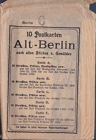 [Ansichtskarte] 10 Postkarten Alt - Berlin nach alten Stichen u. Gemälde Serie C. 