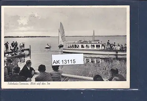 [Ansichtskarte] AK Fährhaus Terrasse Blick auf den See 1954. 