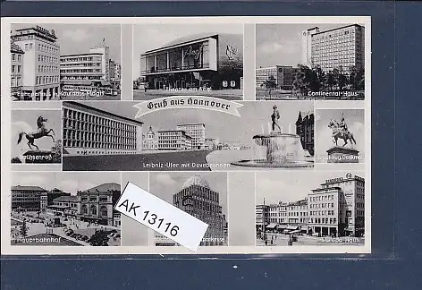 [Ansichtskarte] AK Gruß aus Hannover 9.Ansichten Continental Haus - Hauptbahnhof 1950. 