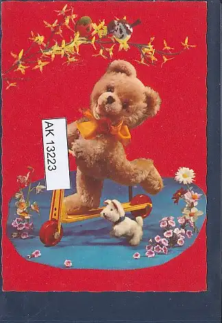 [Ansichtskarte] AK Teddybär auf Roller 1970. 