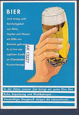 [Ansichtskarte] AK Bier wird streng nach Reinheitsgebot aus Malz Hopfen und Wasser. 