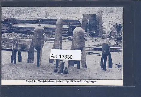 [Ansichtskarte] AK Tafel I: Verschiedene feindliche Minenblindgänger 1915. 