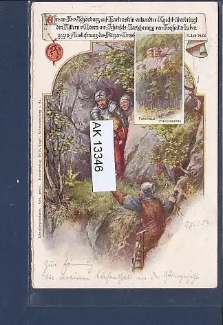 [Ansichtskarte] AK Forsthaus Prinzenhöhe Ein an Fr.-v-Schönburg auf Hartenstein entsandter Knecht 1904. 