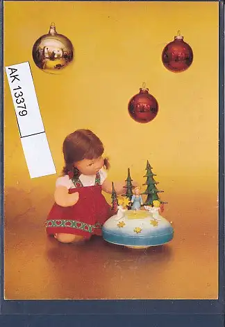 [Ansichtskarte] AK Käthe Kruse Puppenkarte Puppe mit Weihnachtskugeln 1970. 