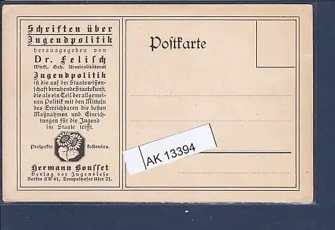 [Ansichtskarte] AK Schriften über Jugendpolitik Hermann Bousset Berlin Tempelhofer Ufer 1920. 