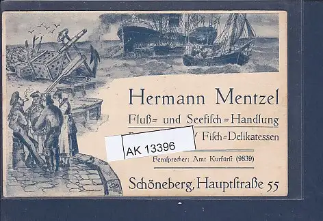 [Ansichtskarte] AK Hermann Mentzel Fluß und Seefisch Handlung Schöneberg Hauptstraße 55 1910. 