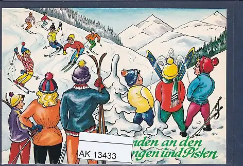 [Ansichtskarte] AK Sie standen an den Hängen und Pisten ( Ski Fahren) 1970. 