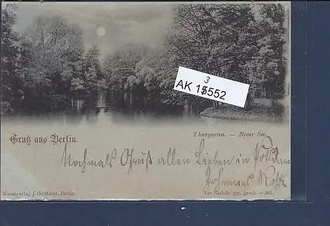 [Ansichtskarte] Mondschein AK Gruss aus Berlin Thiergarten - Neuer See 1898. 