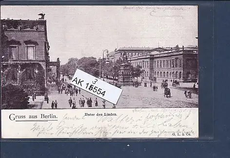 [Ansichtskarte] AK Gruss aus Berlin Unter den Linden 1899. 