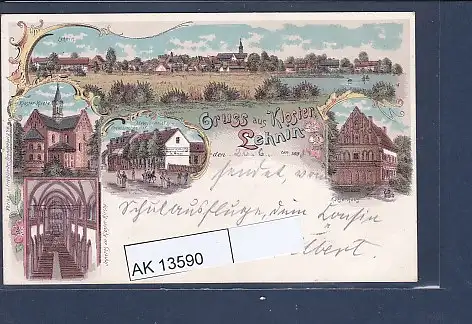 [Ansichtskarte] AK Litho Gruss aus Kloster Lehnin 5.Ansichten Mewes Hotel zum Preussischen Hof 1898. 