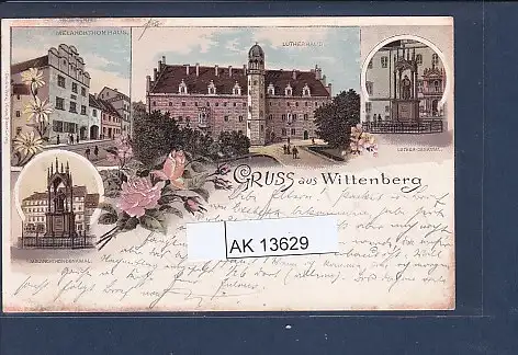 [Ansichtskarte] AK Litho Gruss aus Wittenberg 4.Ansichten Melanchthonhaus - Lutherhaus 1897. 