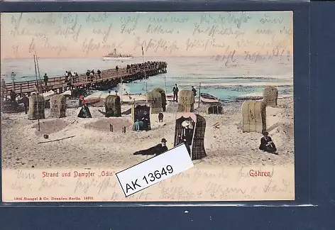 [Ansichtskarte] AK Göhren Strand und Dampfer Odin 1905. 