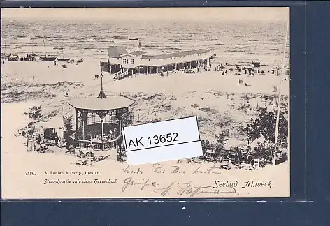 [Ansichtskarte] AK Seebad Ahlbeck Strandpartie mit dem Herrenbad 1901. 