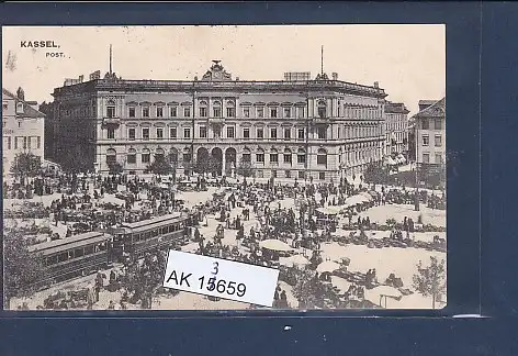 [Ansichtskarte] AK Kassel Post 1908 Straßenbahn - Personen. 