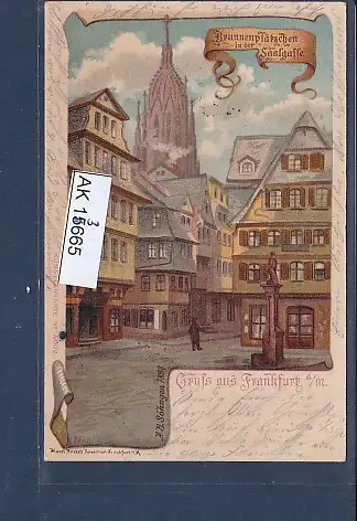 [Ansichtskarte] AK Gruss aus Frankfurt Brunnenplätzchen Saalgasse 1903. 