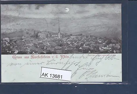 [Ansichtskarte] Mondschein AK Gruss aus Bischofsheim v.d. Rhön 1899. 