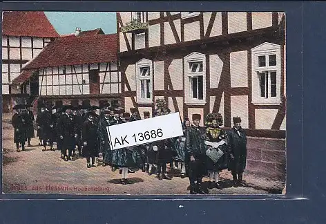 [Ansichtskarte] AK Gruss aus Hessen - Hochzeitszug 1920. 