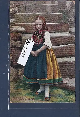 [Ansichtskarte] AK Gruss aus Hessen Tracht 1908. 