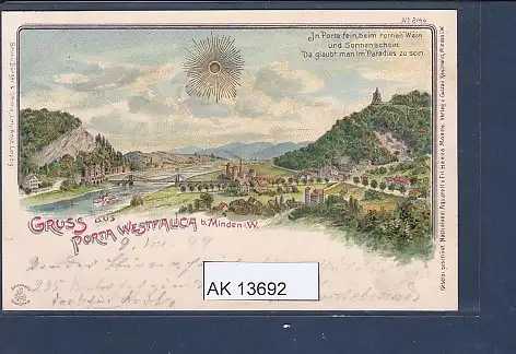 [Ansichtskarte] Sonnen AK Gruss aus Porta Westfalica b. Minden i.W.  1899. 