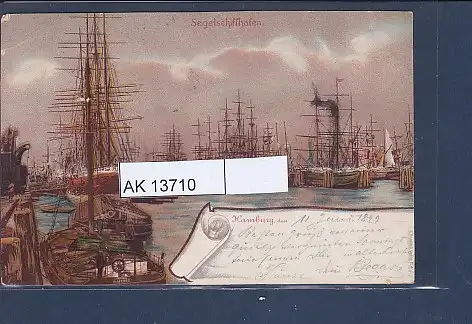 [Ansichtskarte] AK Hamburg den Segelschiffhafen 1899. 